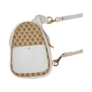 Mali + Lili White Woven Guen Ratten Sling Bag
